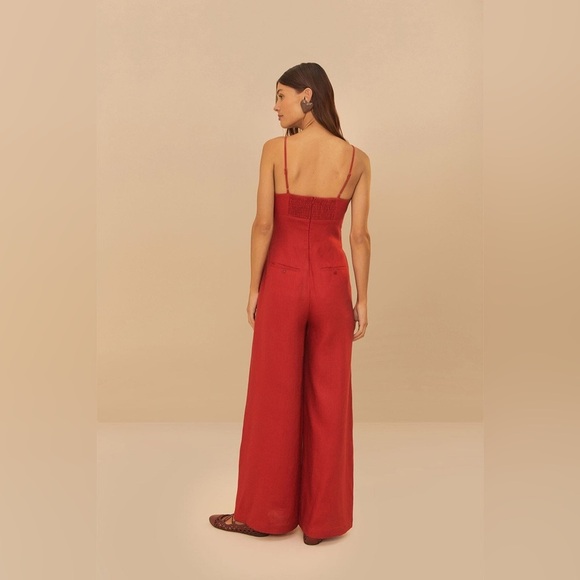 Farm Rio: Red Petals Bodice Euroflax™ Premium Linen Jumpsuit - Picture 3 of 13